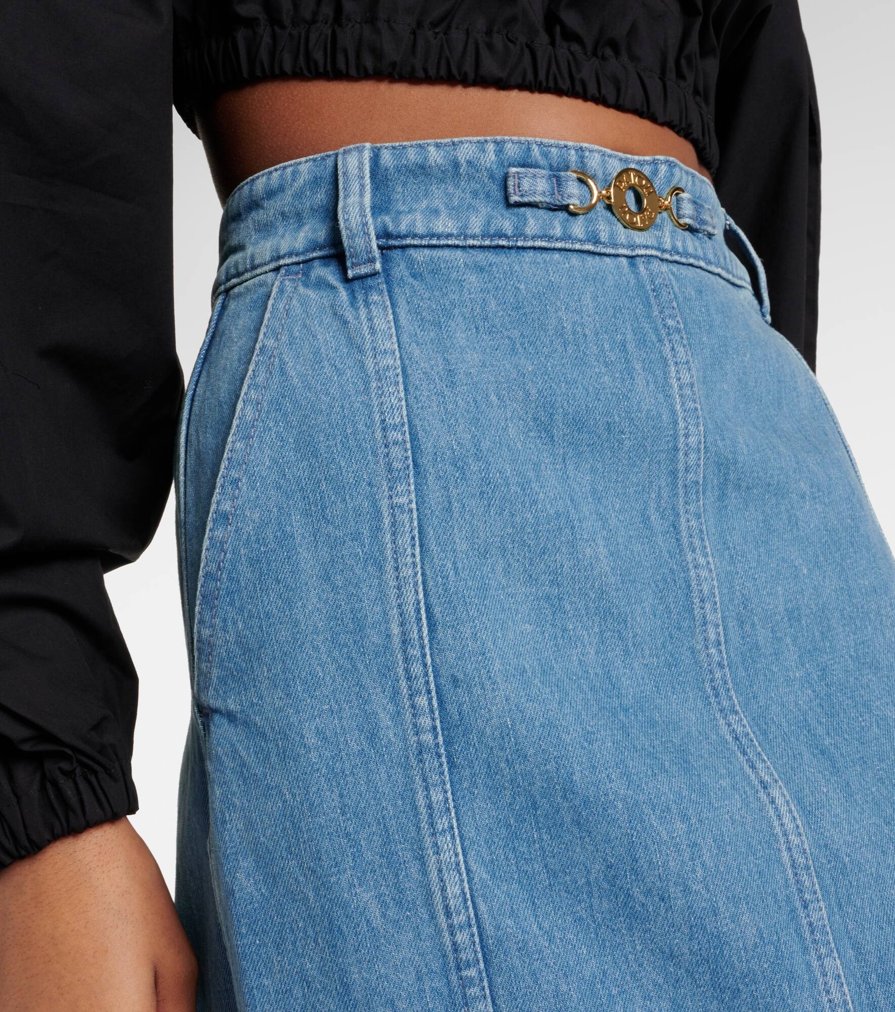 High-rise denim midi skirt - 4