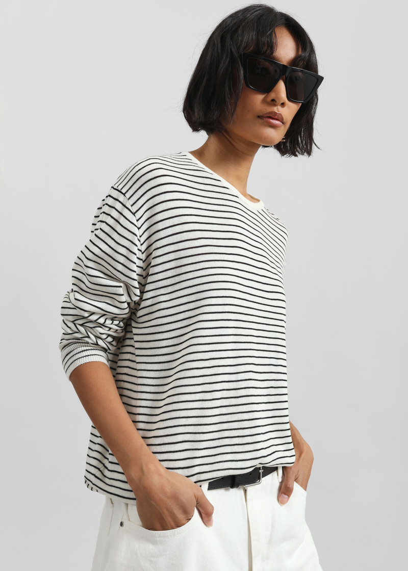 Iven Knit Pullover - White/Black Stripe 6