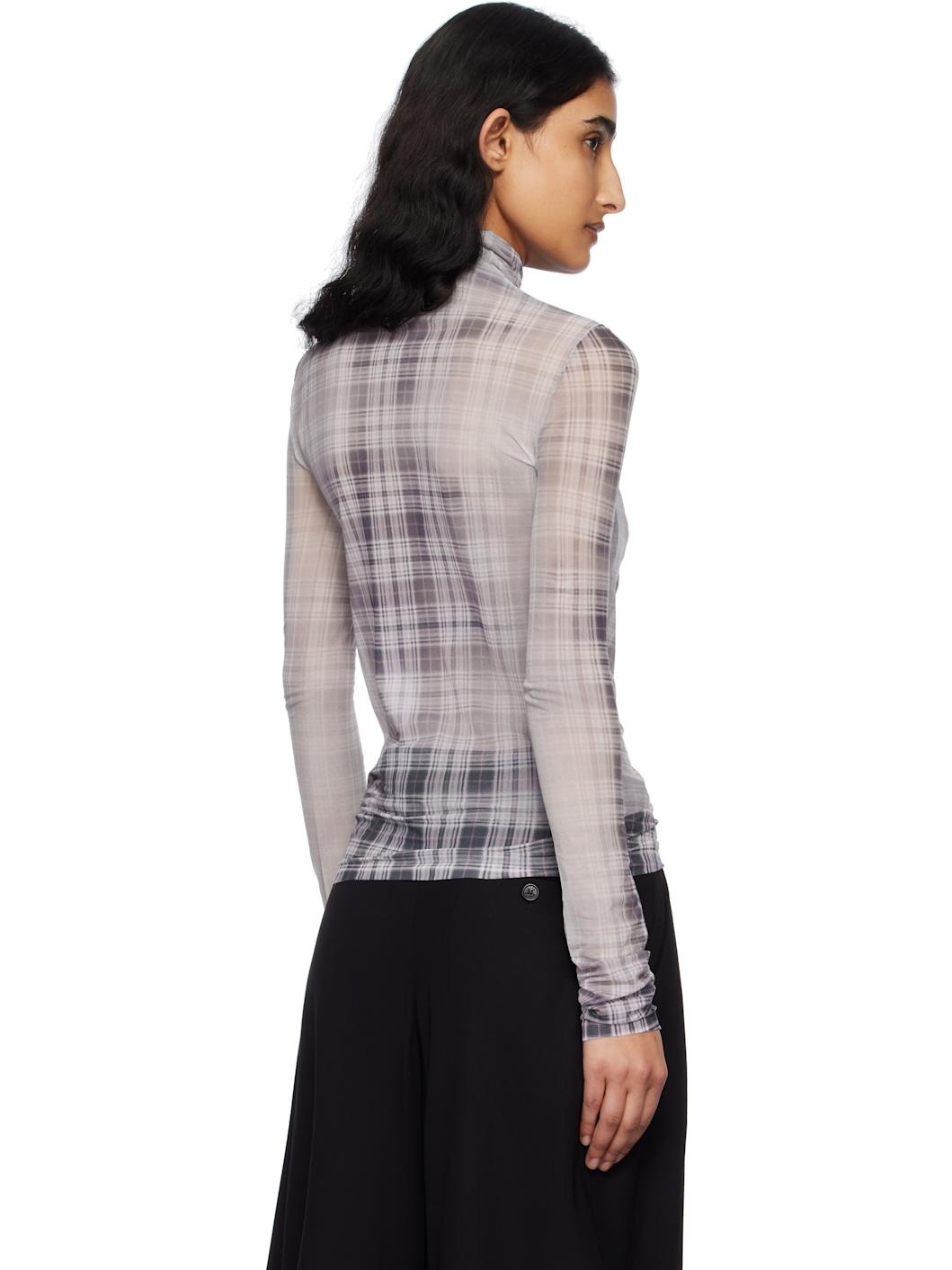 White & Gray Seamless Turtleneck - 3