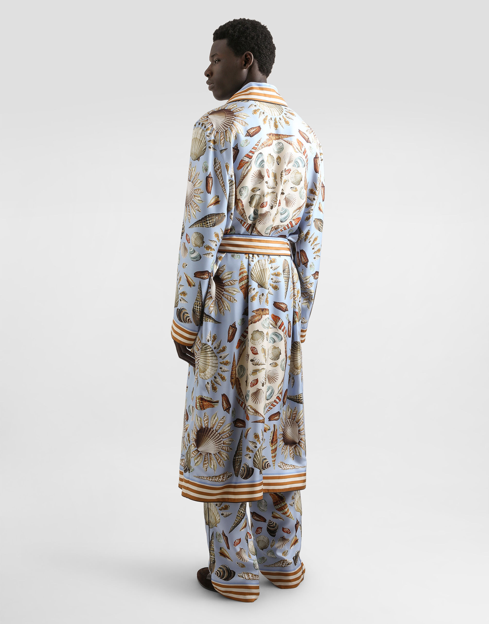 Shell-print silk twill robe - 3