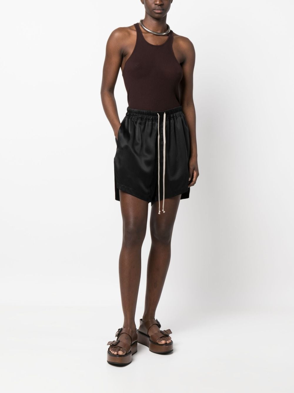 drawstring silk shorts - 2