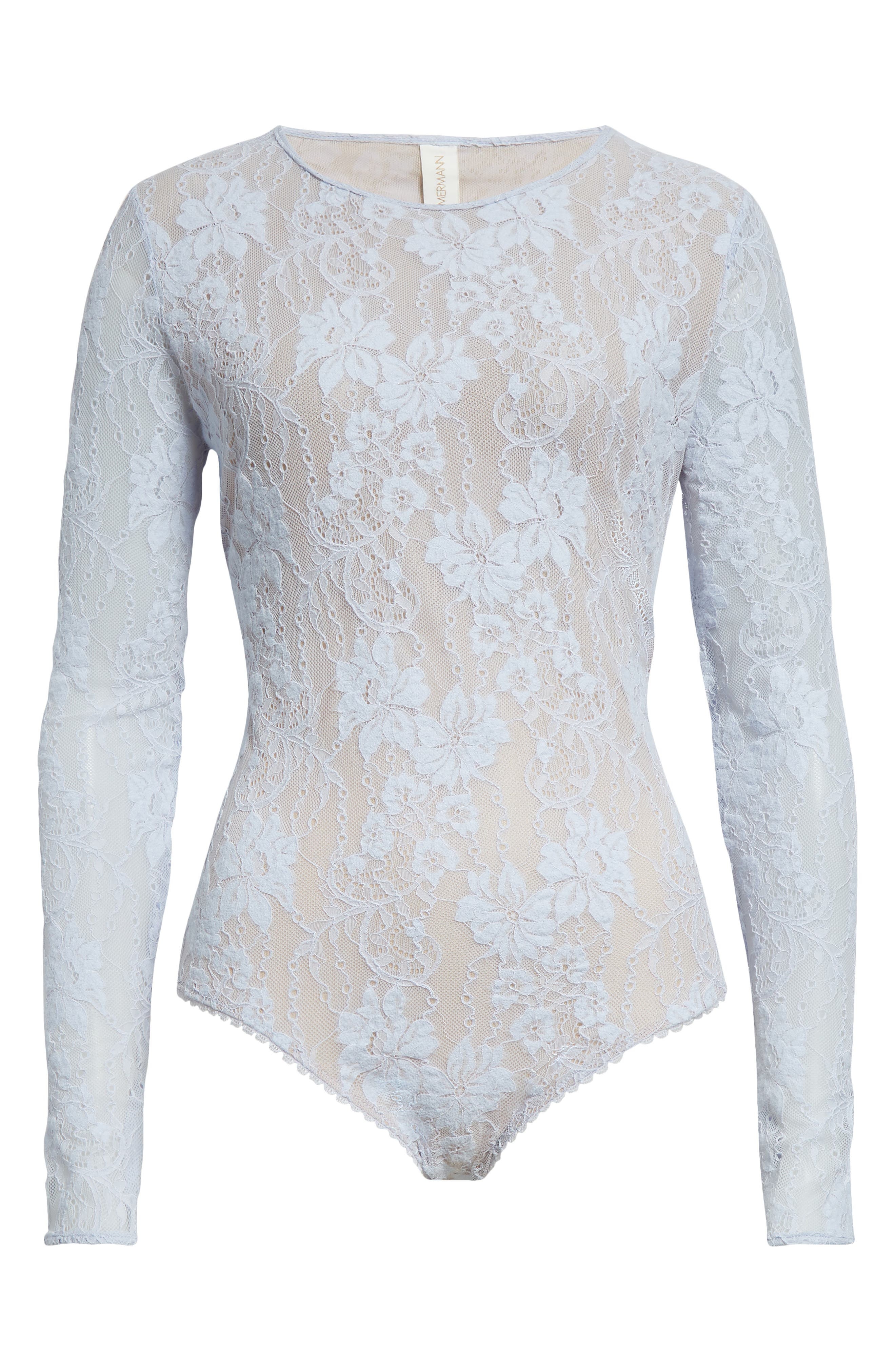 Zimmermann Lace Bodysuit in Light Blue at Nordstrom - 6