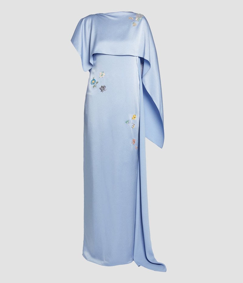 EMBELLISHED SATIN CADY DRAPED GOWN 1