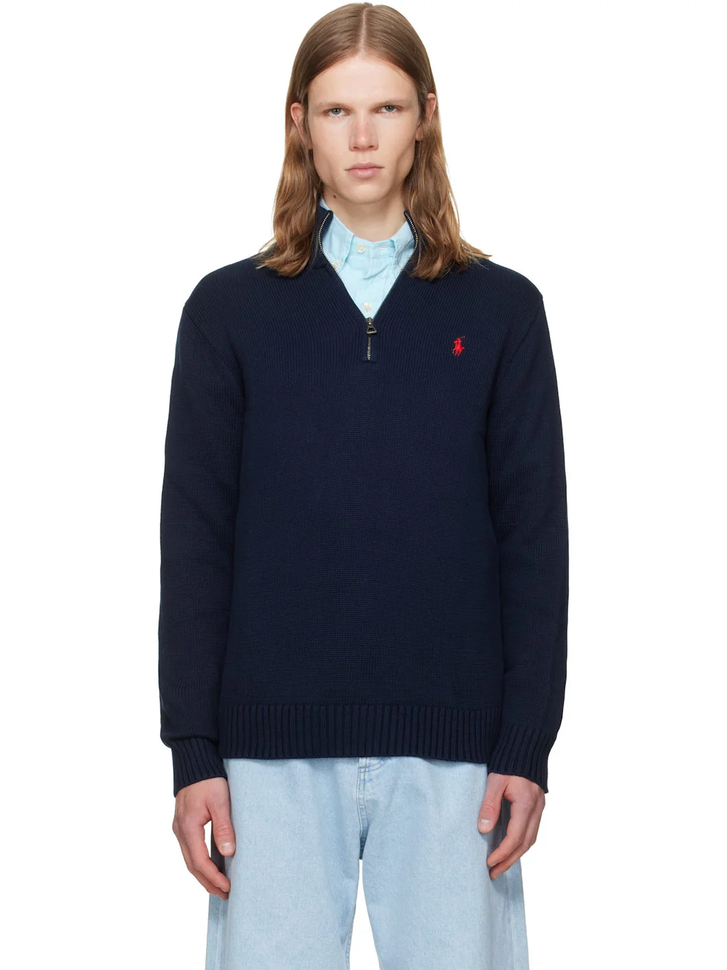 Navy Half-Zip Sweater - 1