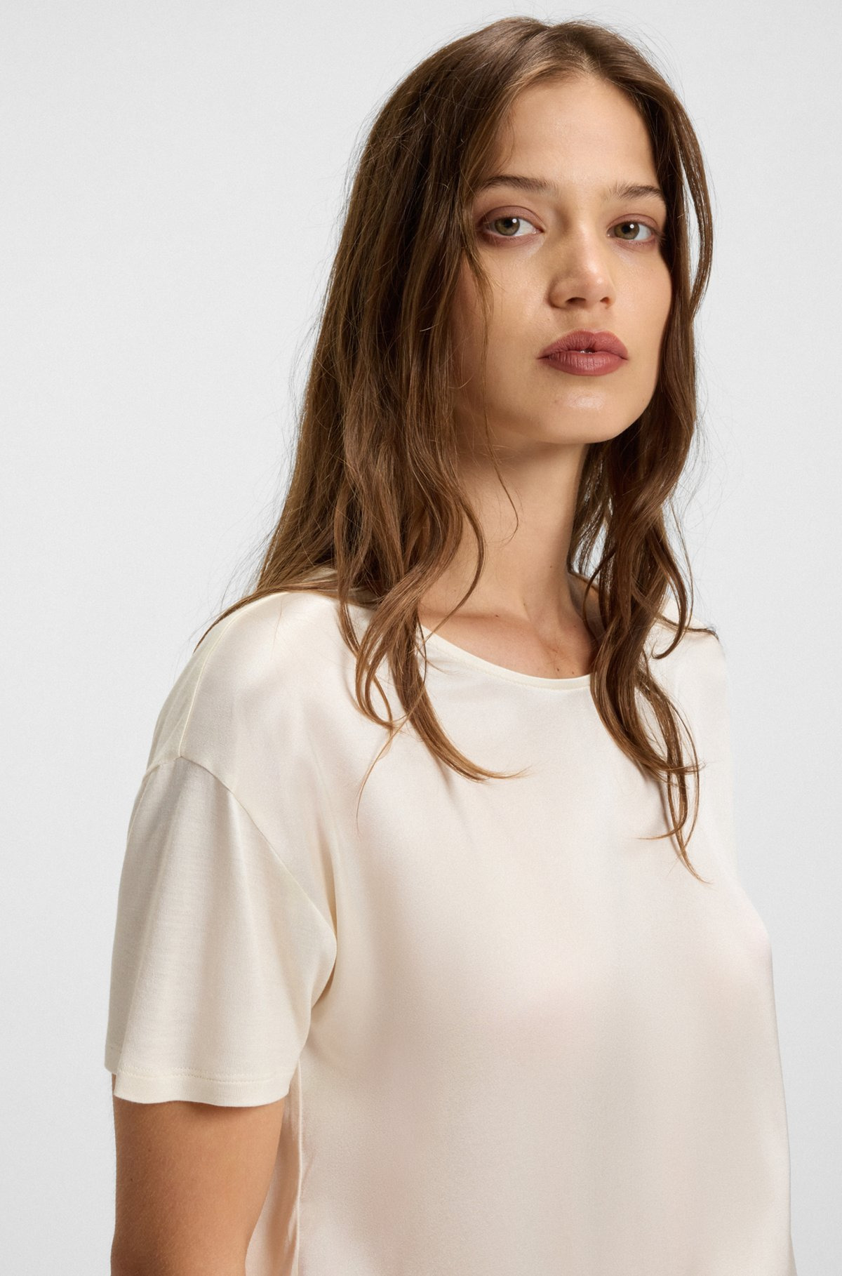 REGULAR-FIT JERSEY TOP WITH STRETCH-SILK FRONT - 5