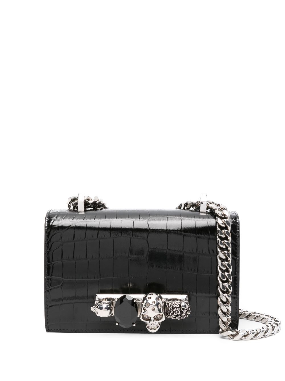 mini Jewelled crocodile-embossed satchel - 1