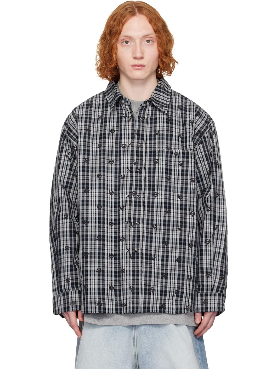 Black & Blue Padded Flannel Overshirt - 1