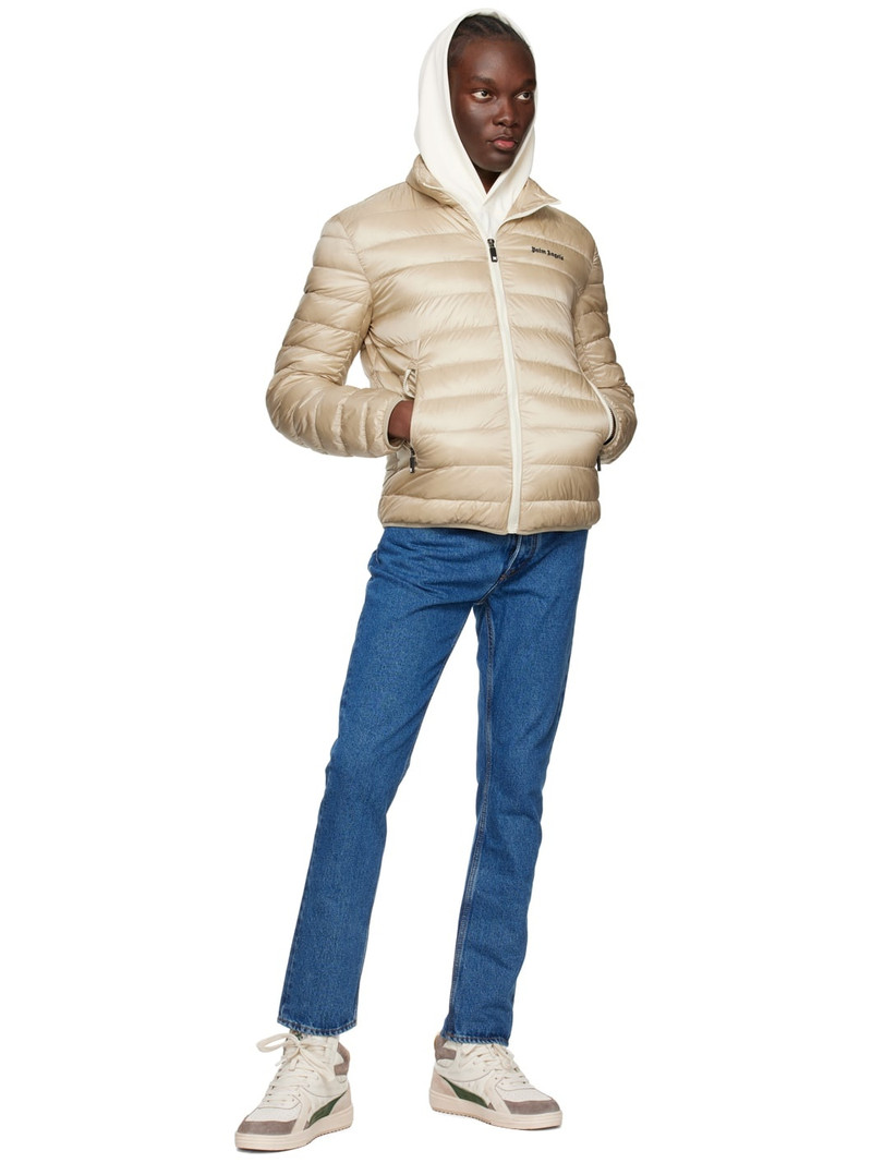 Palm Angels Beige Embroidered Down Jacket outlook