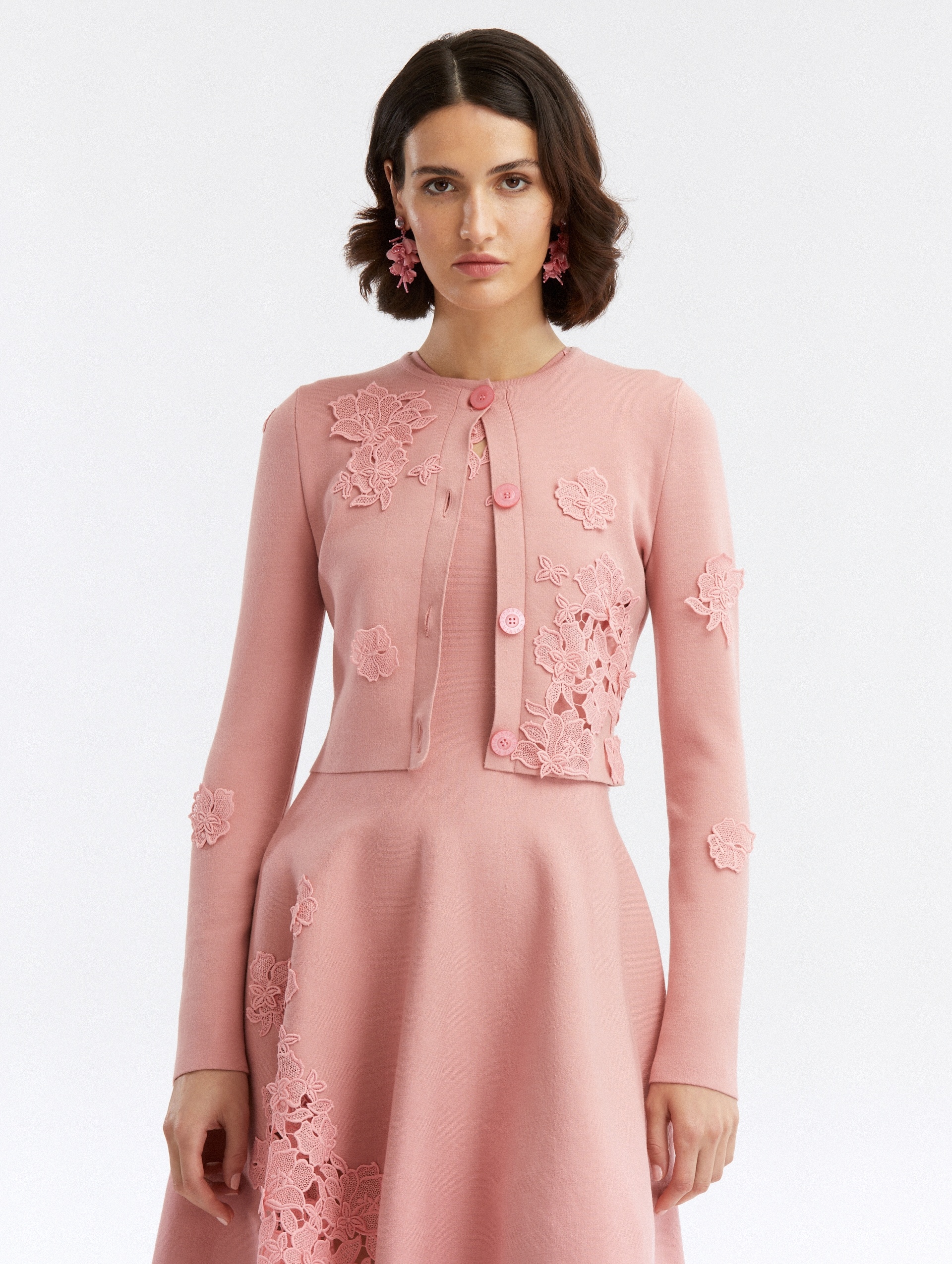 CROPPED GUIPURE LACE CARDIGAN - 1