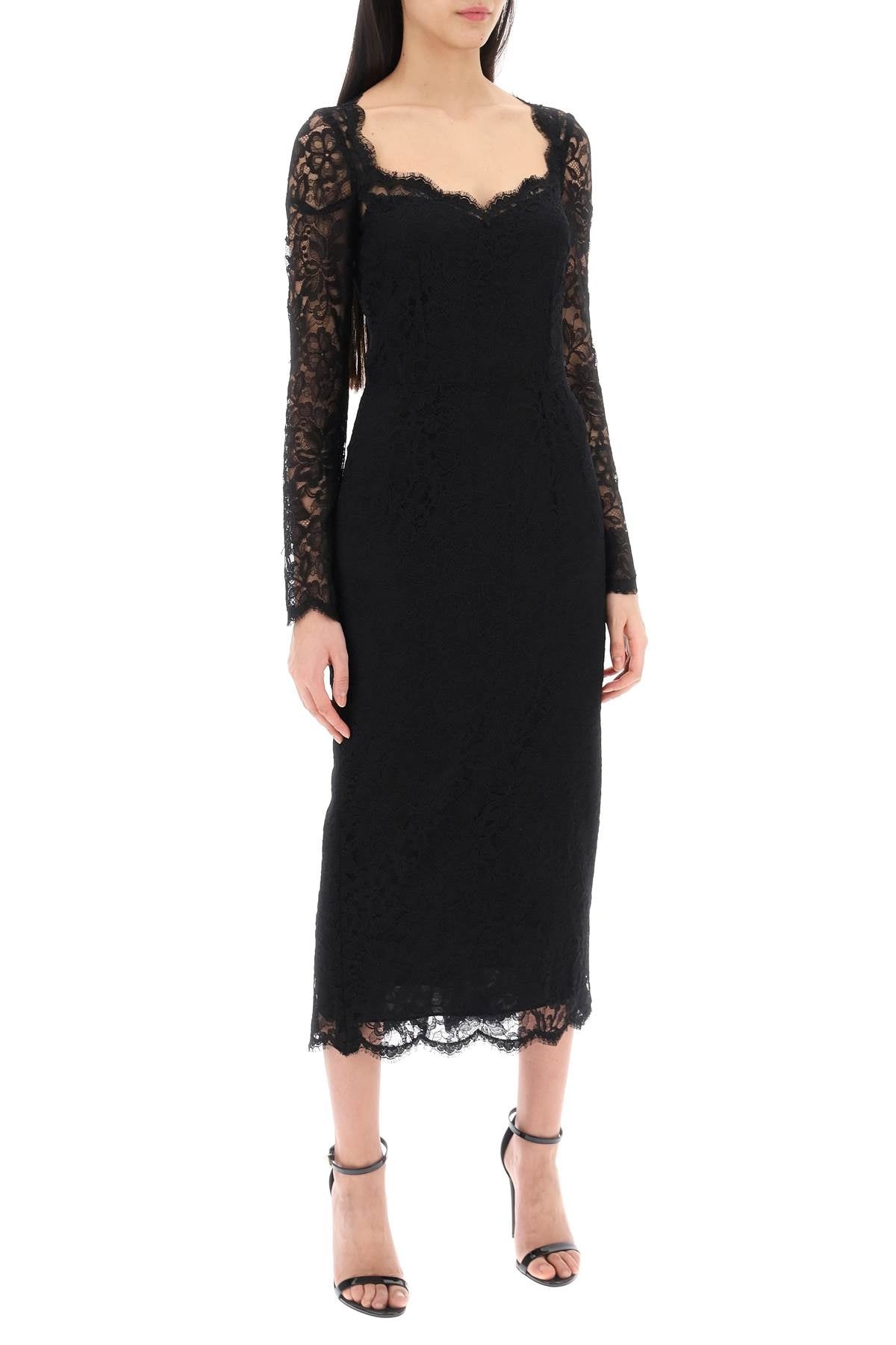 Midi Dress In Floral Chantilly Lace - 1