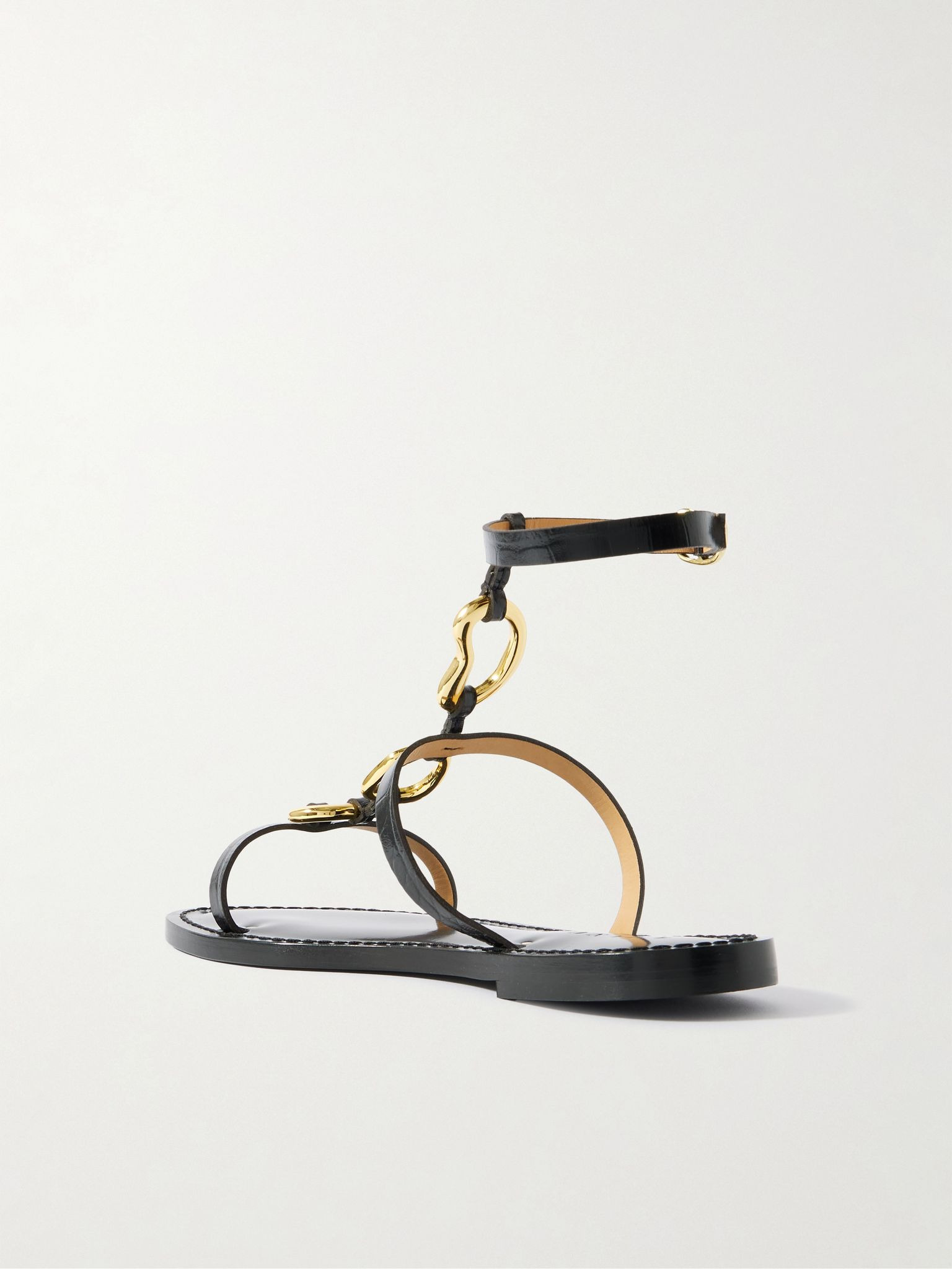 The Bazaruto embellished croc-effect leather sandals Black - 3