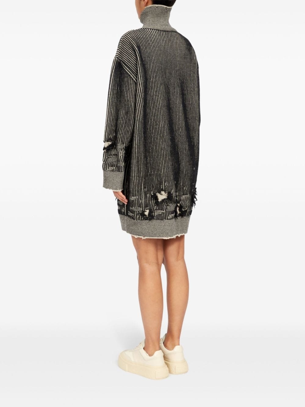 distressed rib-knit jumper dress - 5