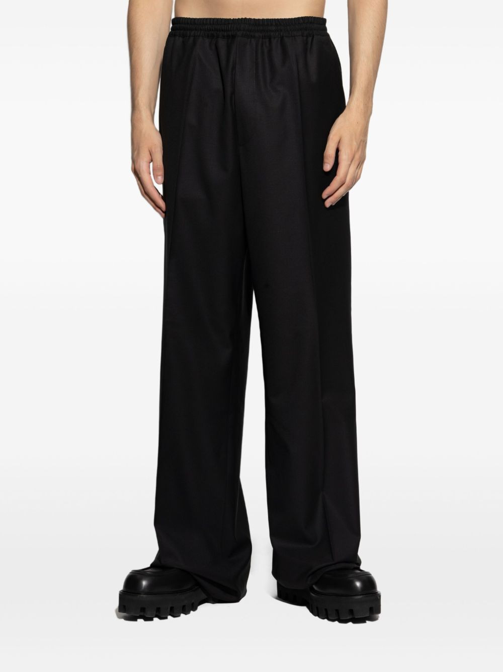 elasticated-waist gold-button trousers - 3
