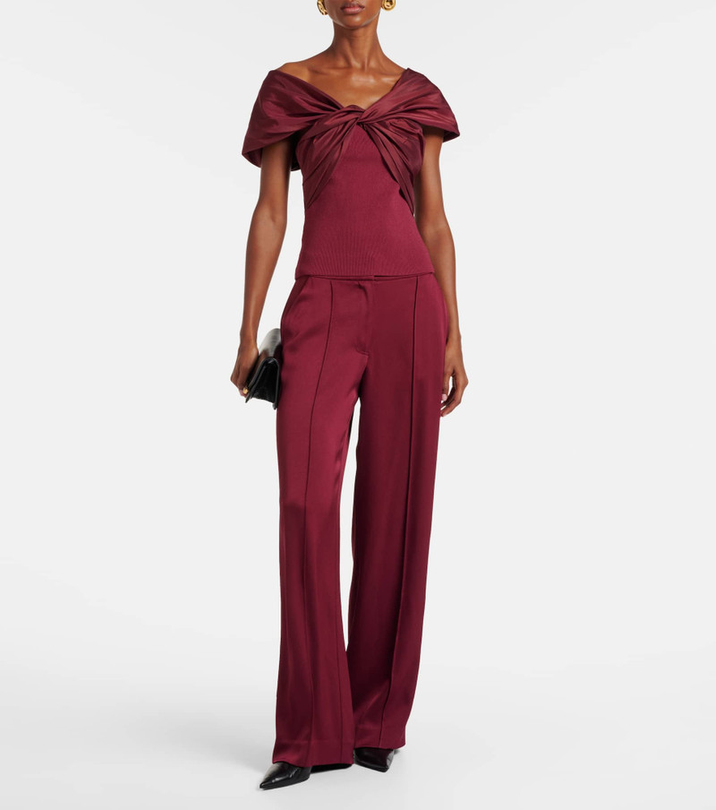SIMKHAI Celiana organza-trimmed knitted top outlook