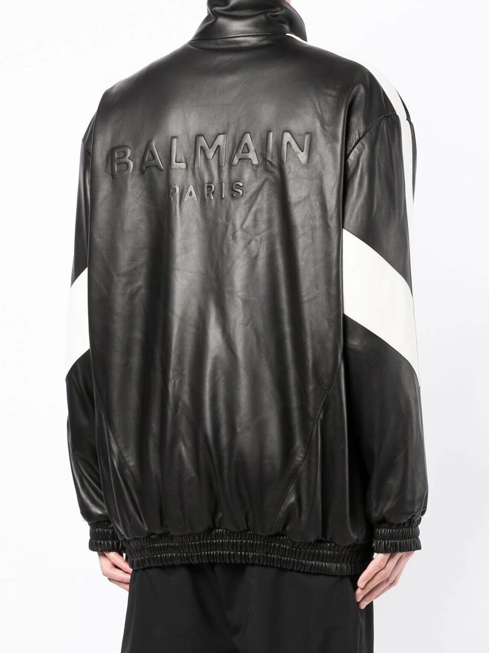 logo-embossed lambskin jacket - 4