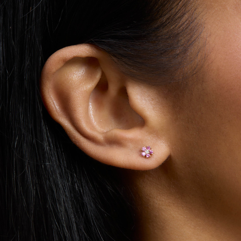 STONE AND STRAND Pink Sapphire and Diamond Flower Stud outlook