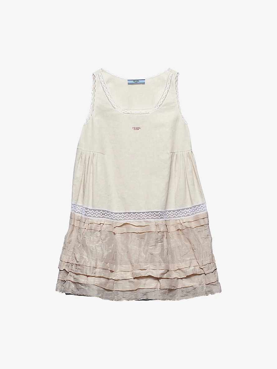 Antique-skirt linen mini dress - 1