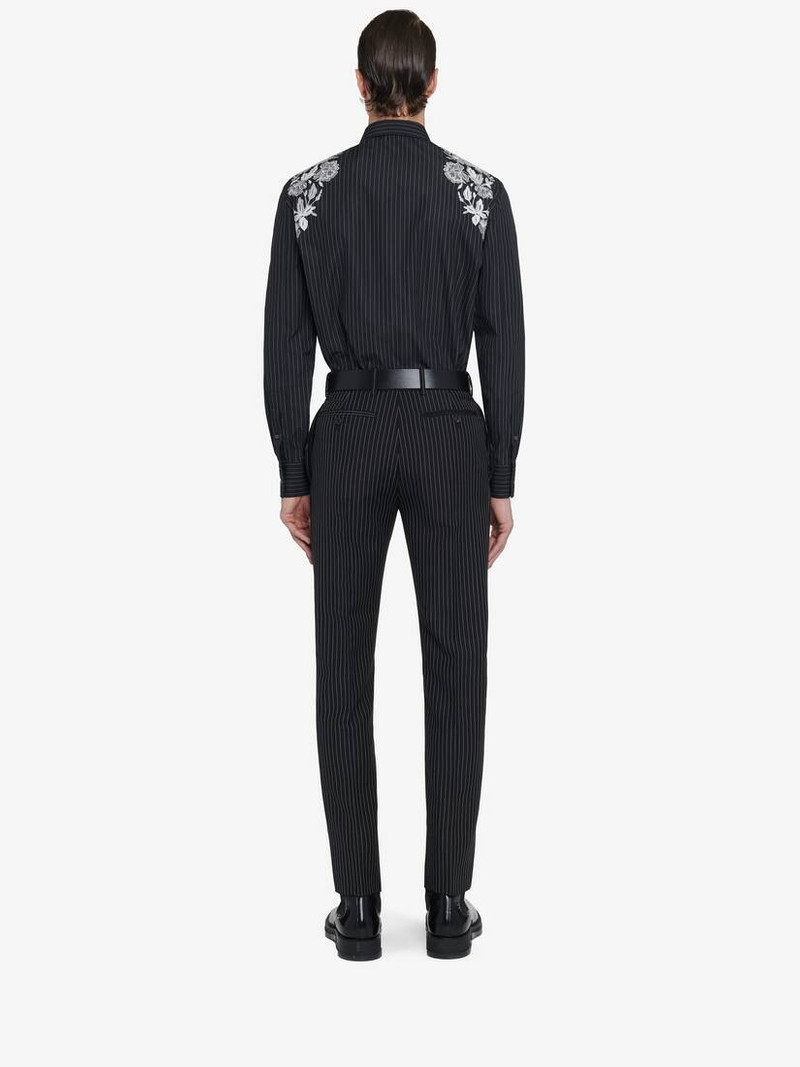 Men's Embroidered Harness Shirt in Black/white/silver 5