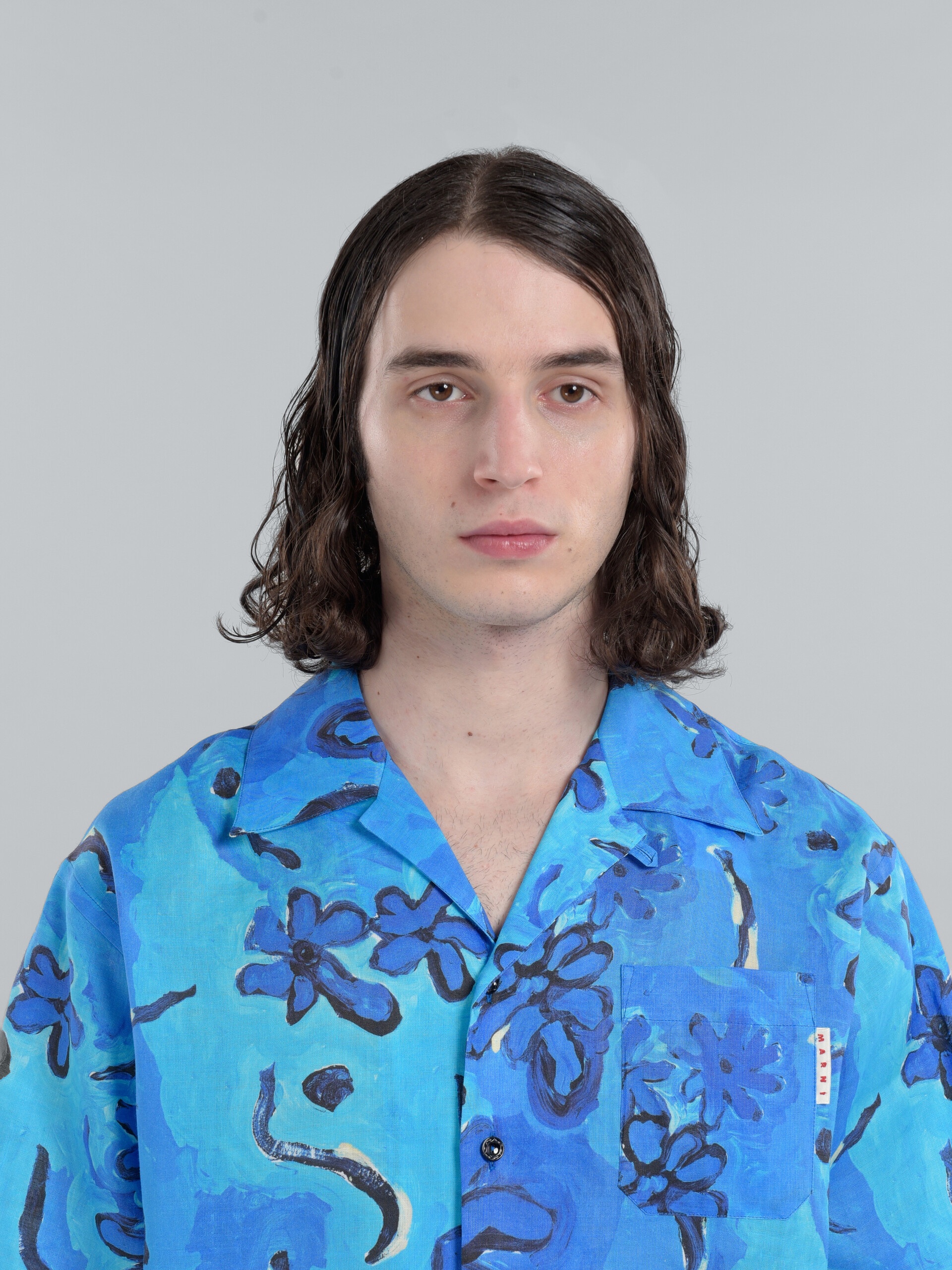 PRINTED BLUE RAMIÉ BOWLING SHIRT - 4