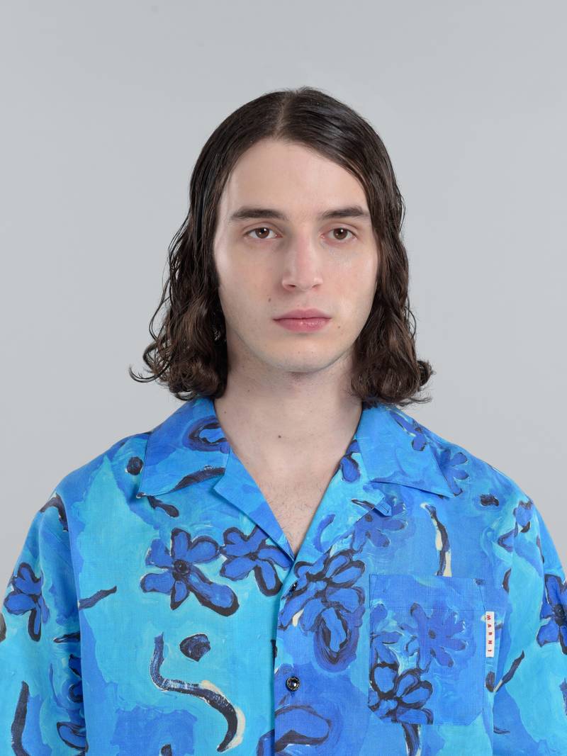 PRINTED BLUE RAMIÉ BOWLING SHIRT 4