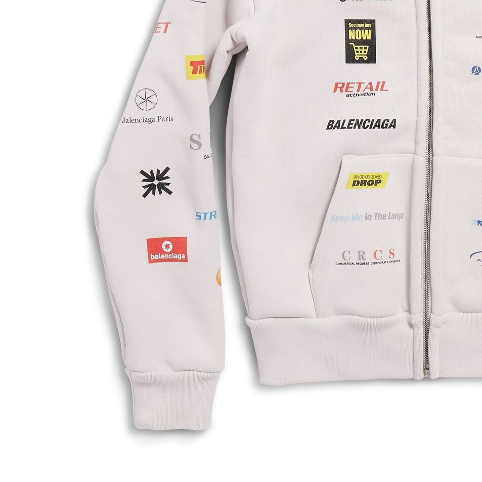 Balenciaga Business English Zip-up Hoodie 'Off White' 788243TQVH69016 - 6
