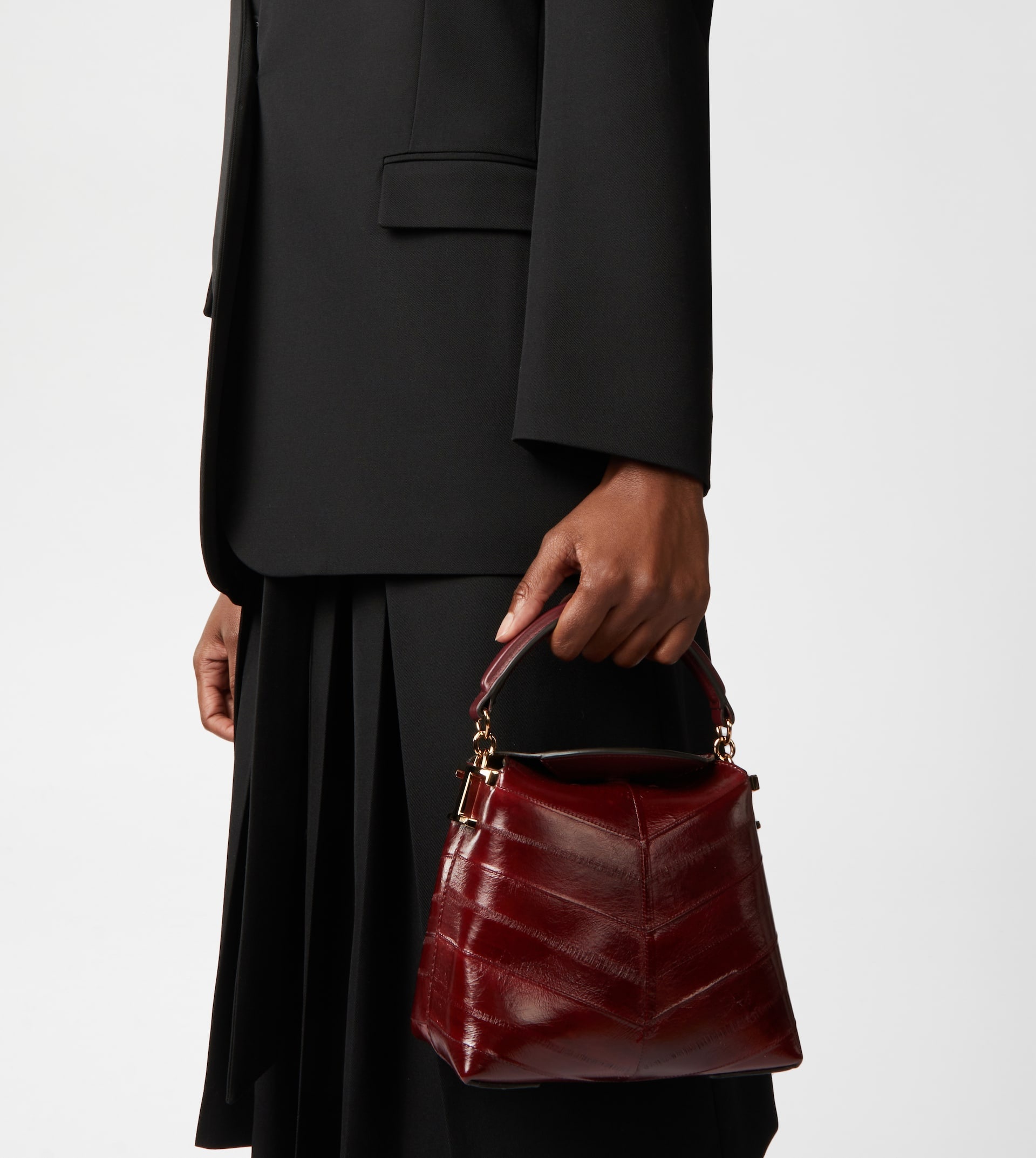 TOD'S T CASE TOTE MESSENGER BAG IN EEL LEATHER MICRO - BURGUNDY - 7