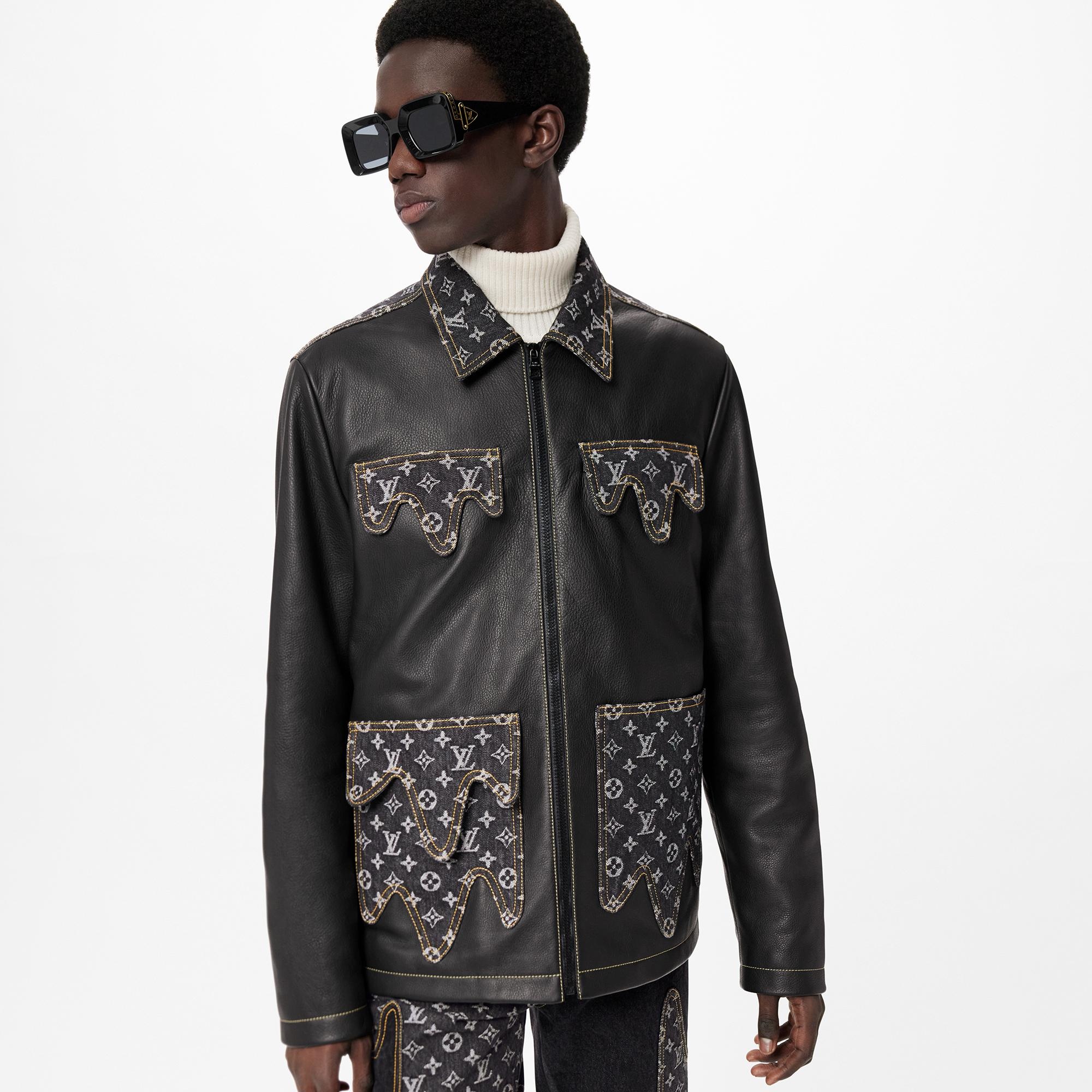 Crazy Mix Leather Denim Blouson - 3
