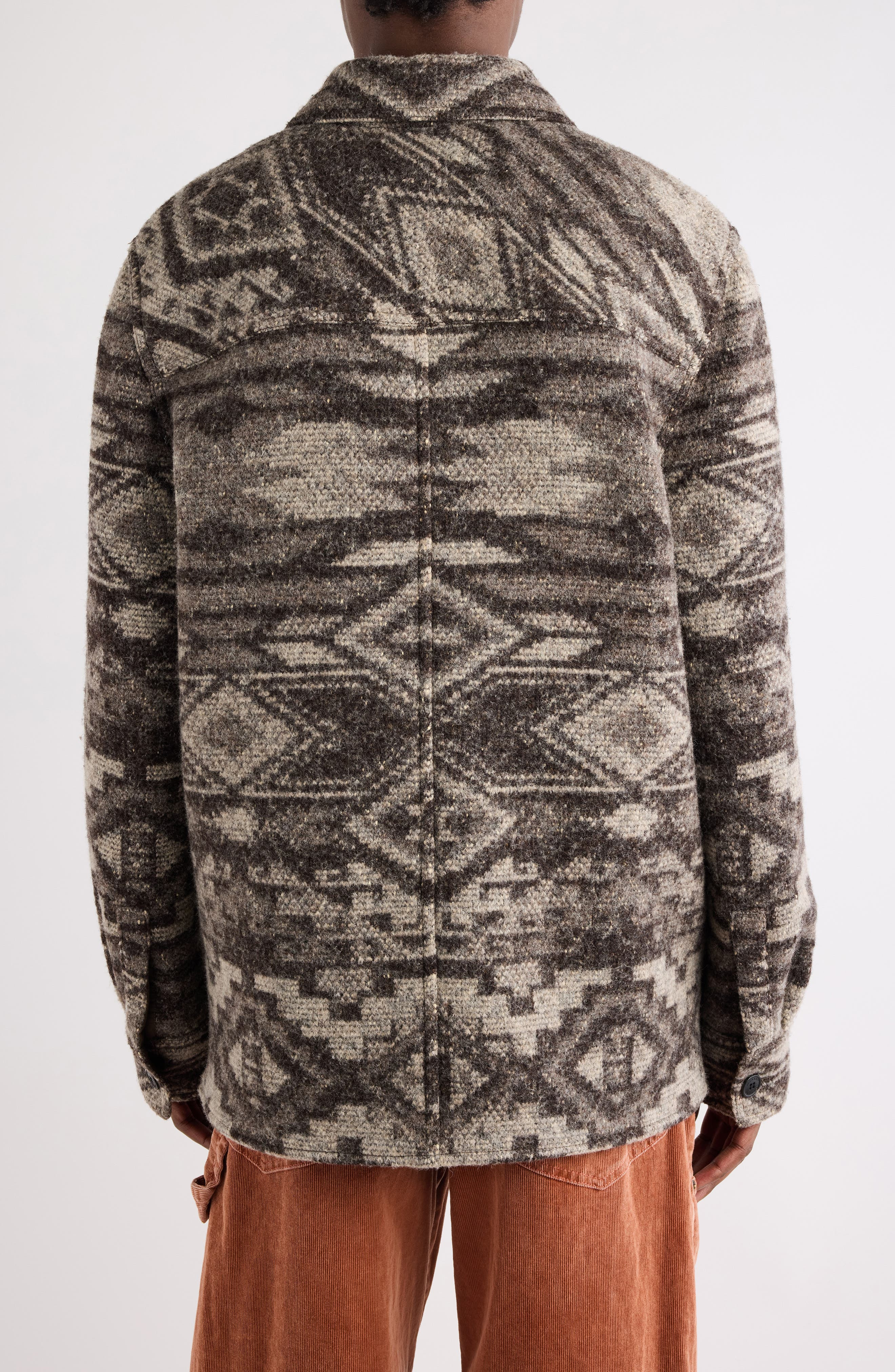 Isabel Marant Kervon Geo Pattern Peached Button-Up Jacket in Dark Brown at Nordstrom - 3