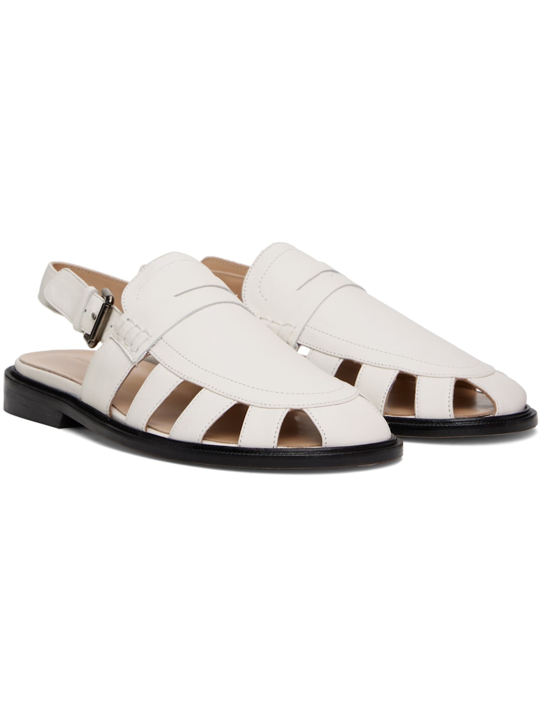 White Slingback Loafers - 4