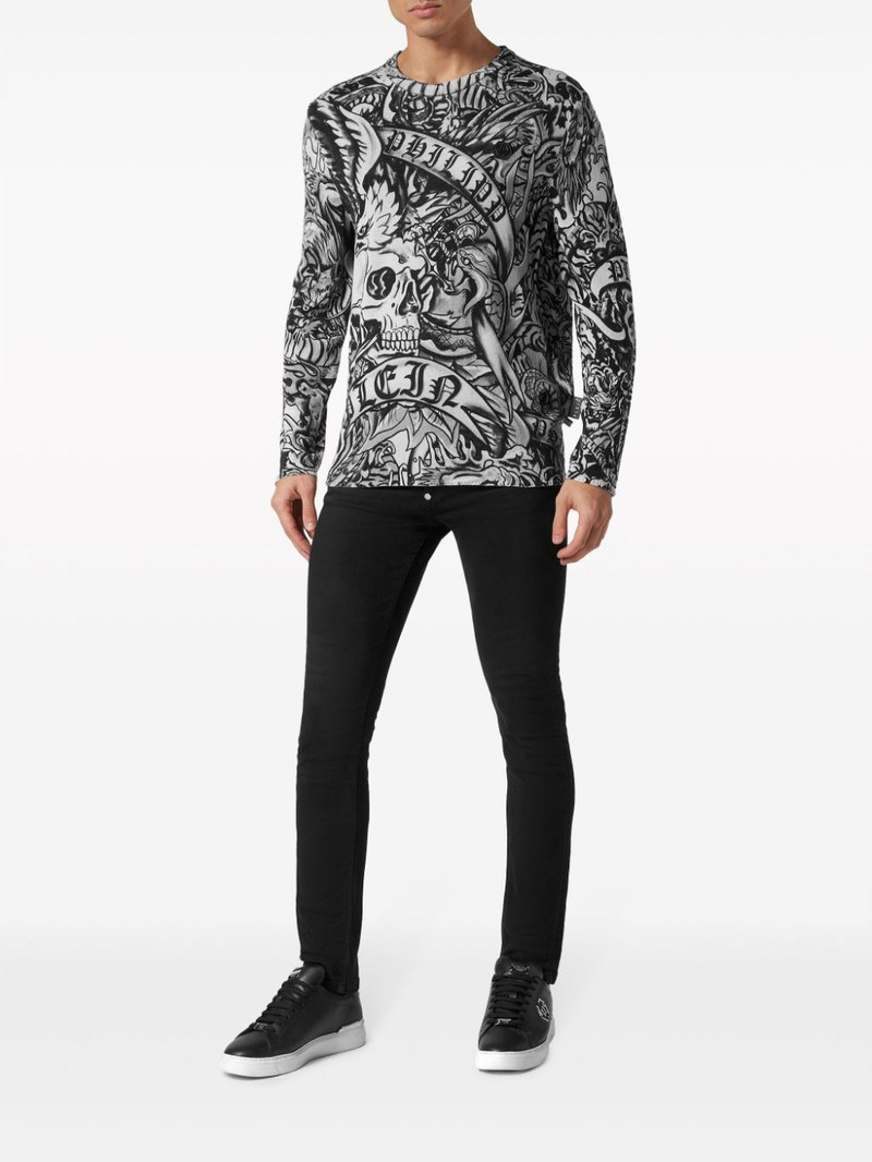 PHILIPP PLEIN tattoo-print cashmere sweatshirt outlook