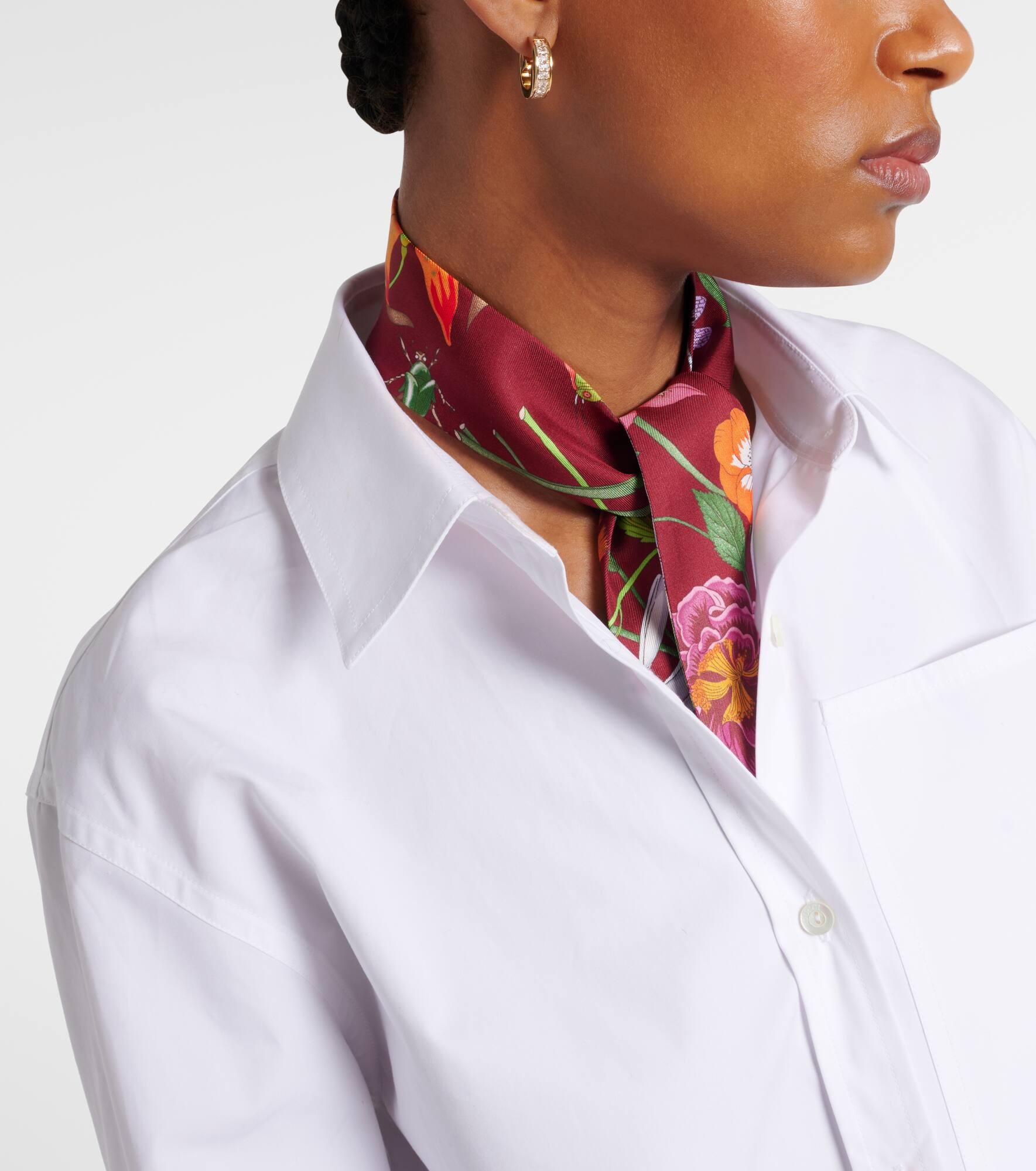 Floral silk twill scarf - 2