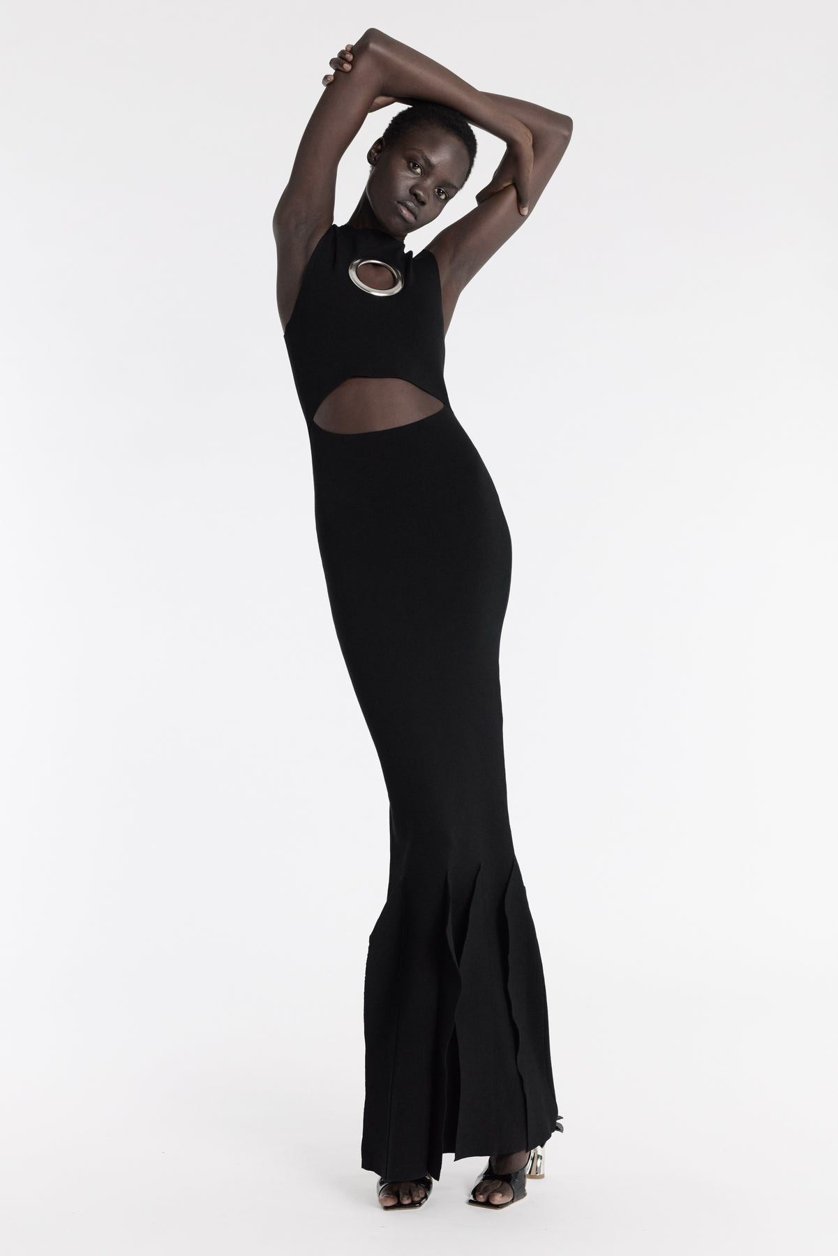 KNIT DRESS WITH HEM PANEL DETAIL BLACK - 6
