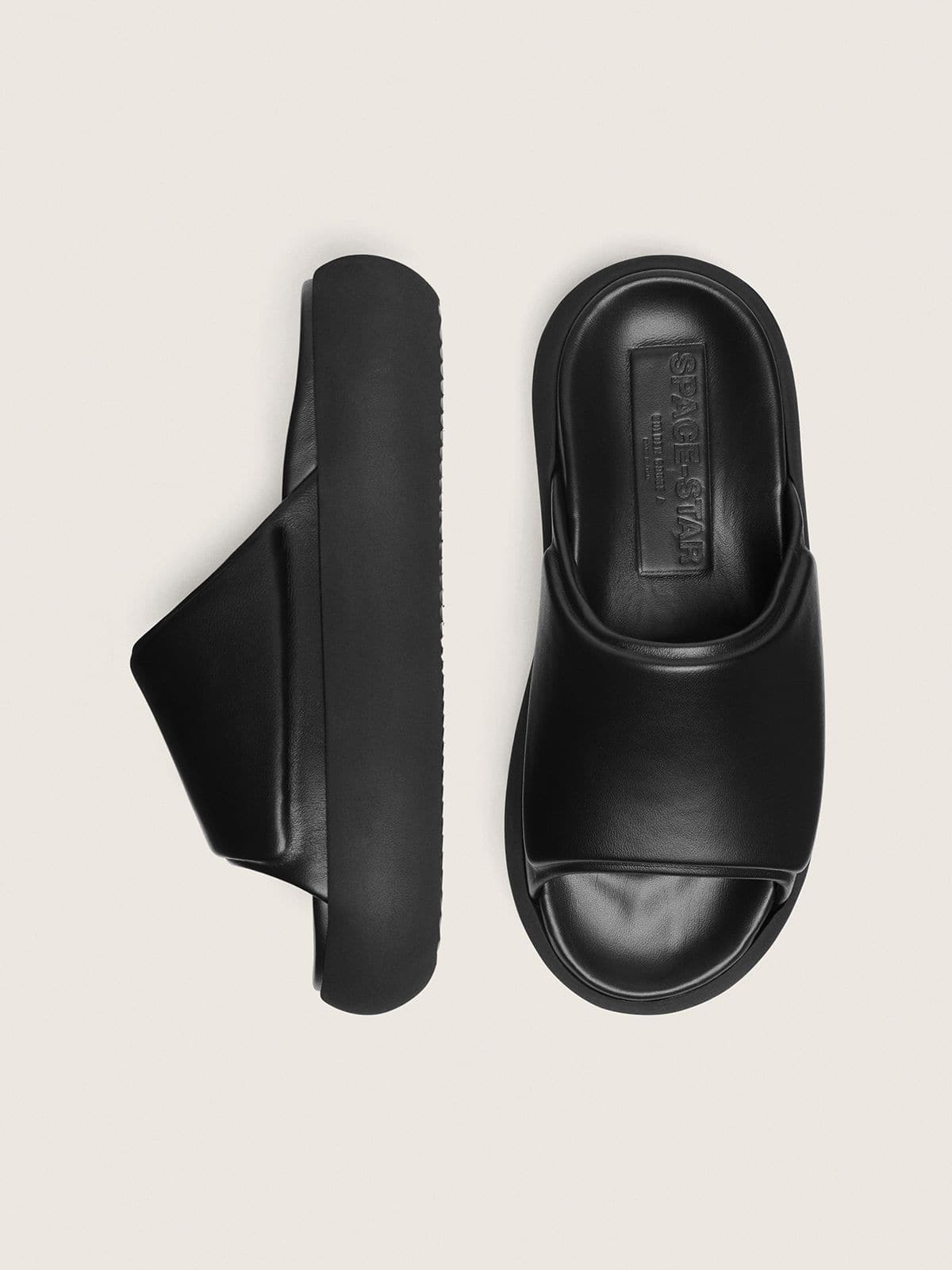 Men's Space-Star Slide slip-ons in black leather - 3