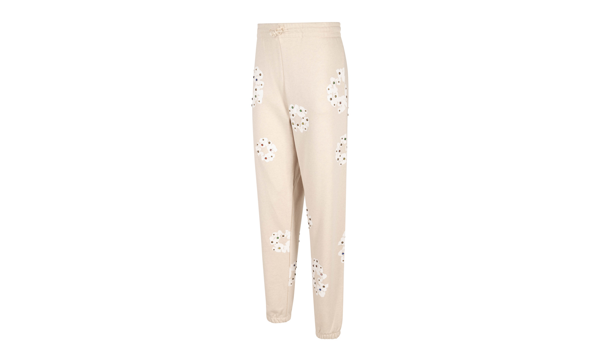 Rhinestone Cotton Wreath Sweatpants - 2