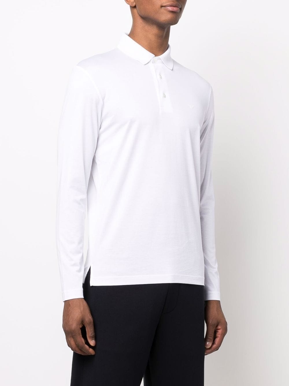 logo-print long-sleeved polo top - 3