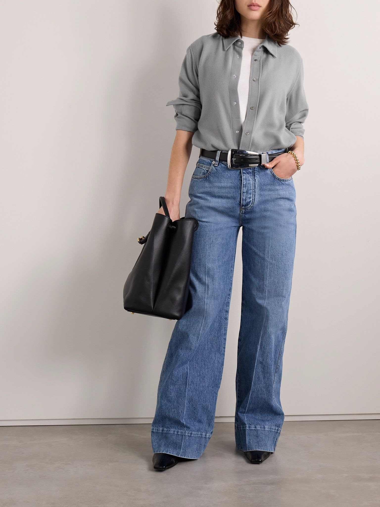 Cashmere-twill shirt Gray - 2