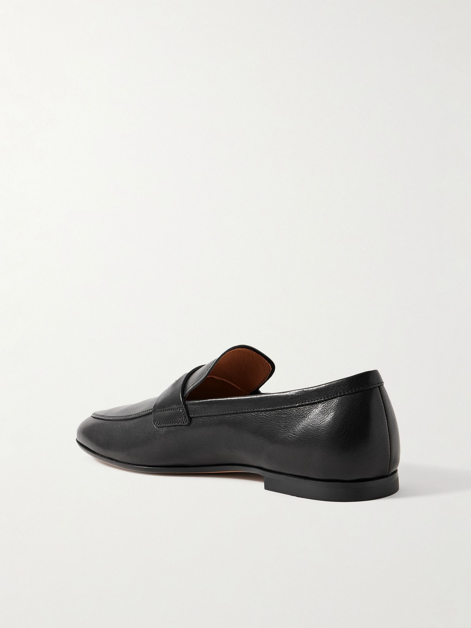 Logo-Embellished Glossed Full-Grain Leather Penny Loafers Black - 4
