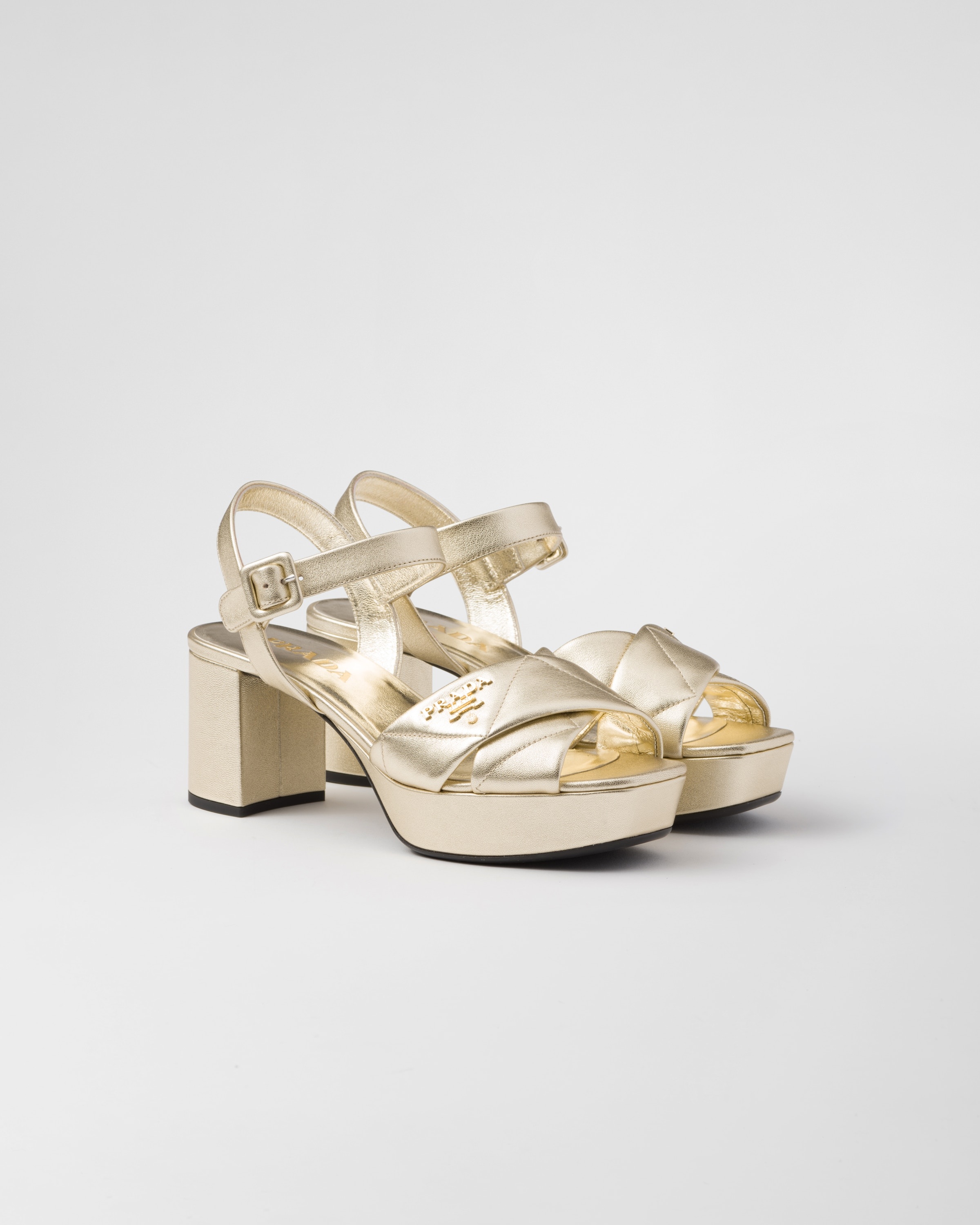 Quilted nappa leather platform sandals - 1