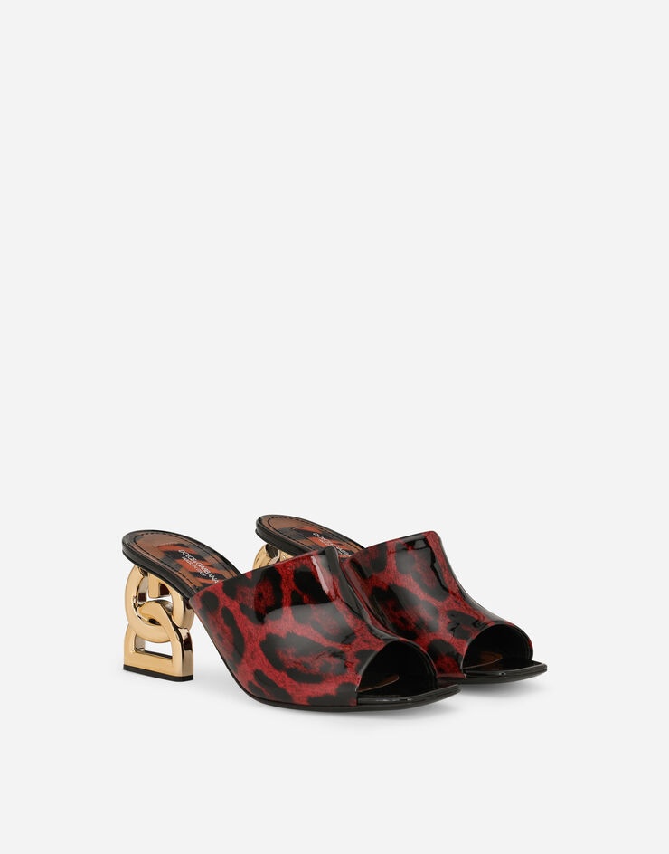 Tiger-print patent leather mules - 2