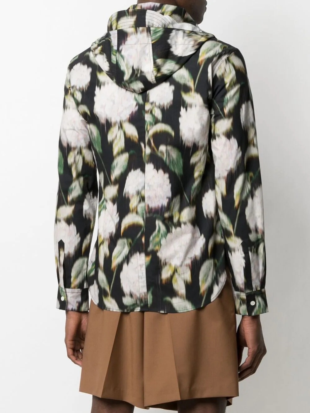 floral print hooded shirt - 4