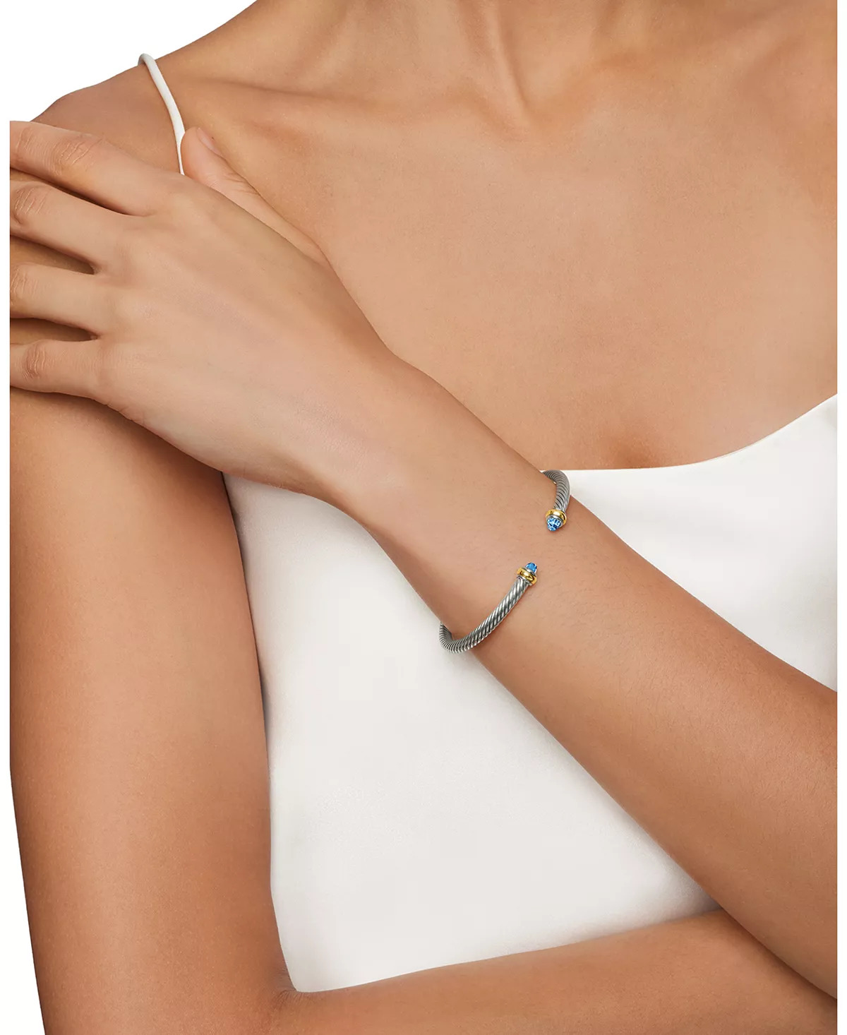 Cable Classic Bracelet with Gemstones or Sterling Silver - 7