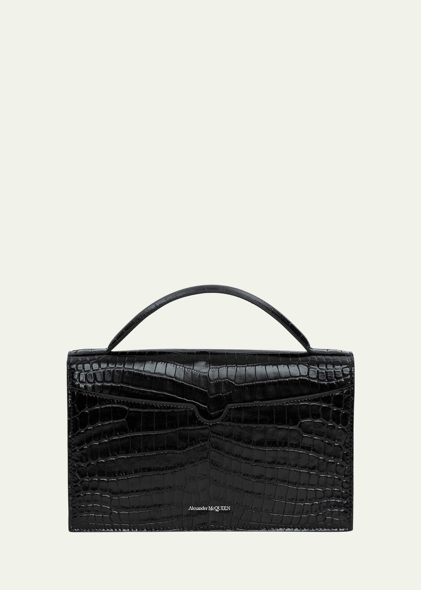 Medium Skull Croc-Embossed Top-Handle Bag - 3