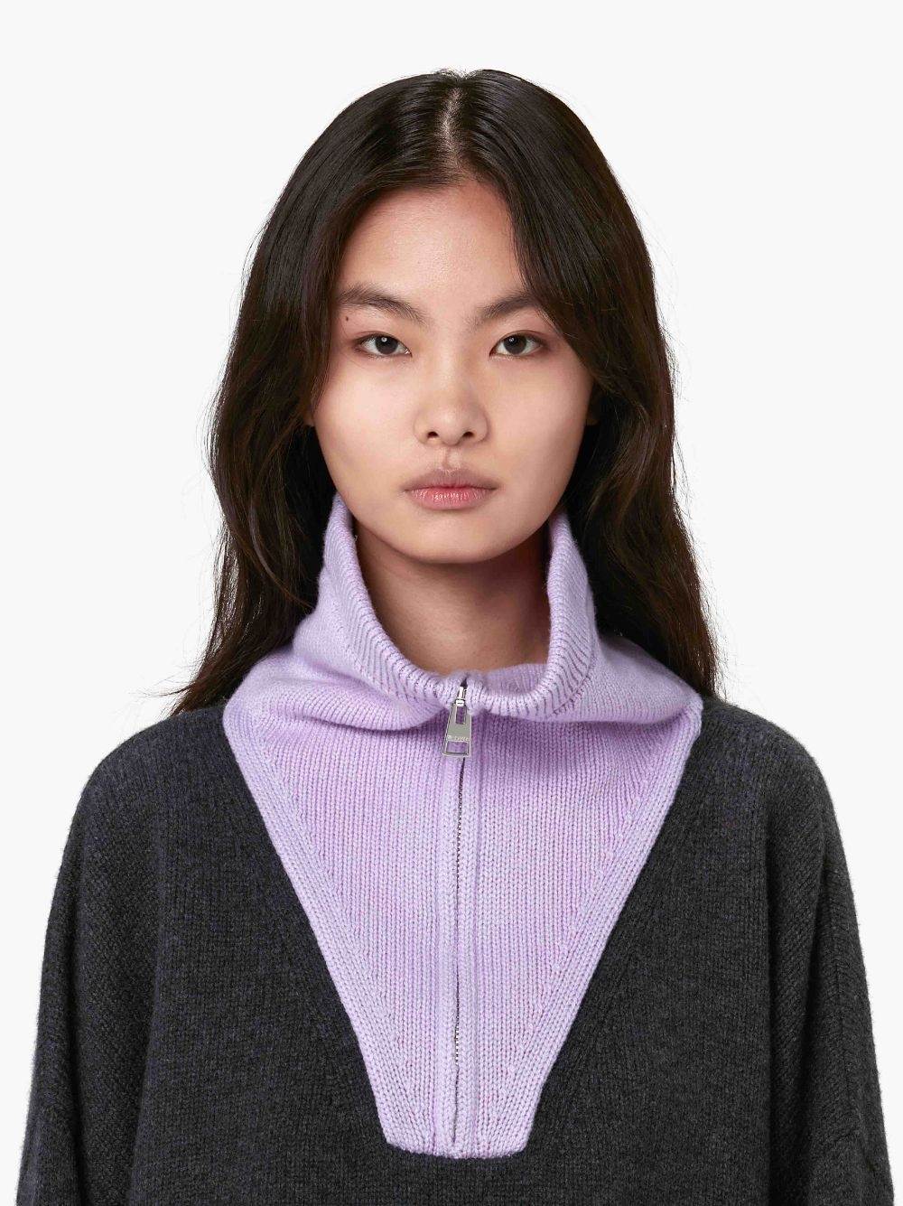 CROPPED FUNNEL NECK ZIP JUMPER - 5