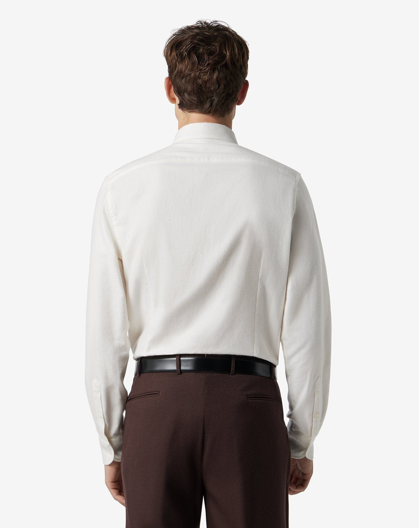 White cotton flannel and cashmere shirt - 3