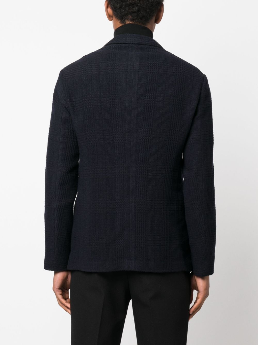 plaid-check texture single-breasted blazer - 4