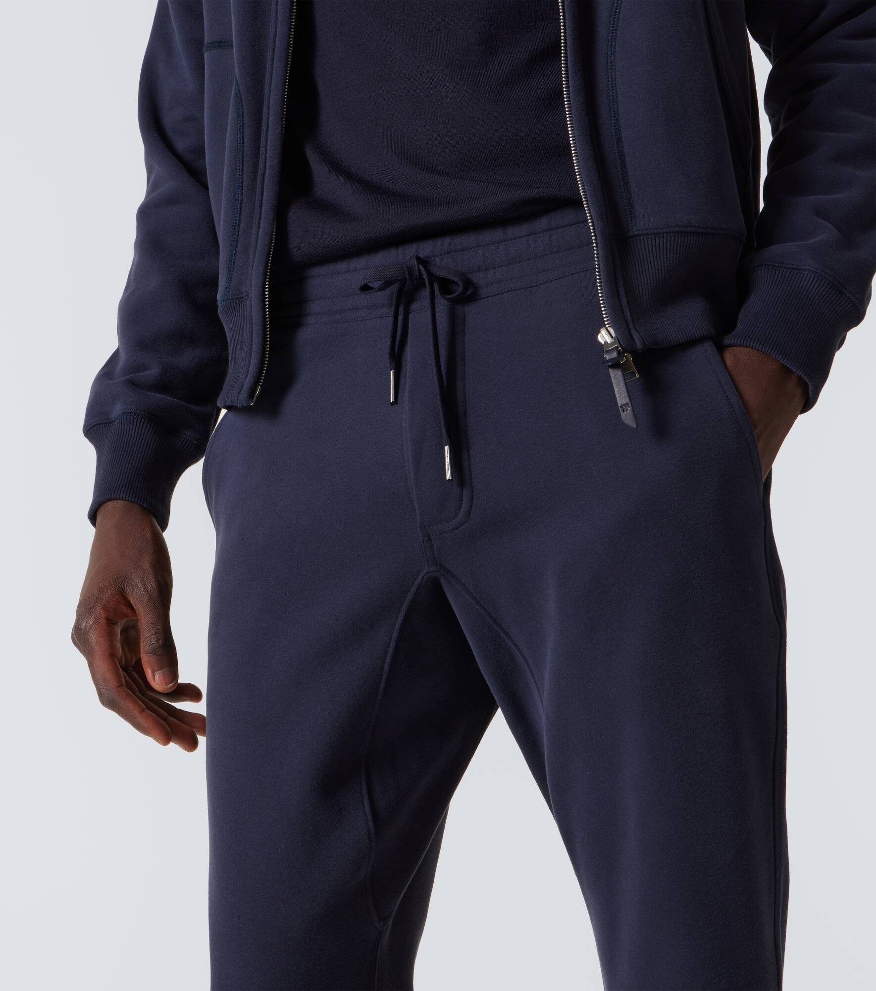 Cotton-blend jersey sweatpants - 5