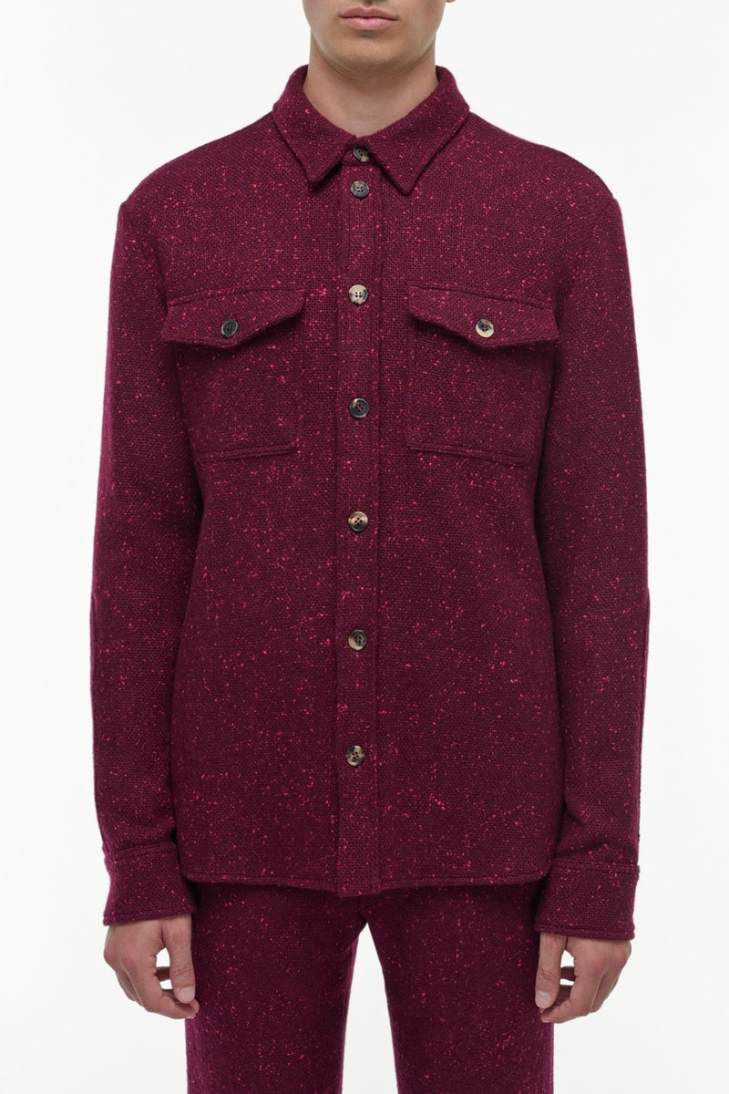 GABRIELA HEARST Lucas Overshirt in Bordeaux Speckled Cashmere outlook