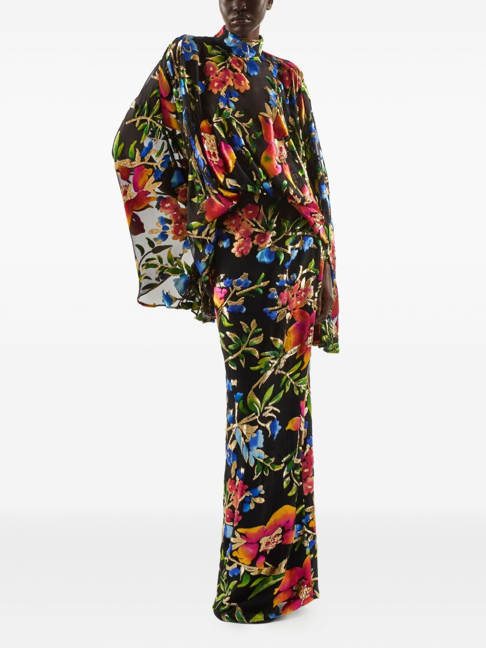 Eolia flared-sleeve floral maxi gown - 2