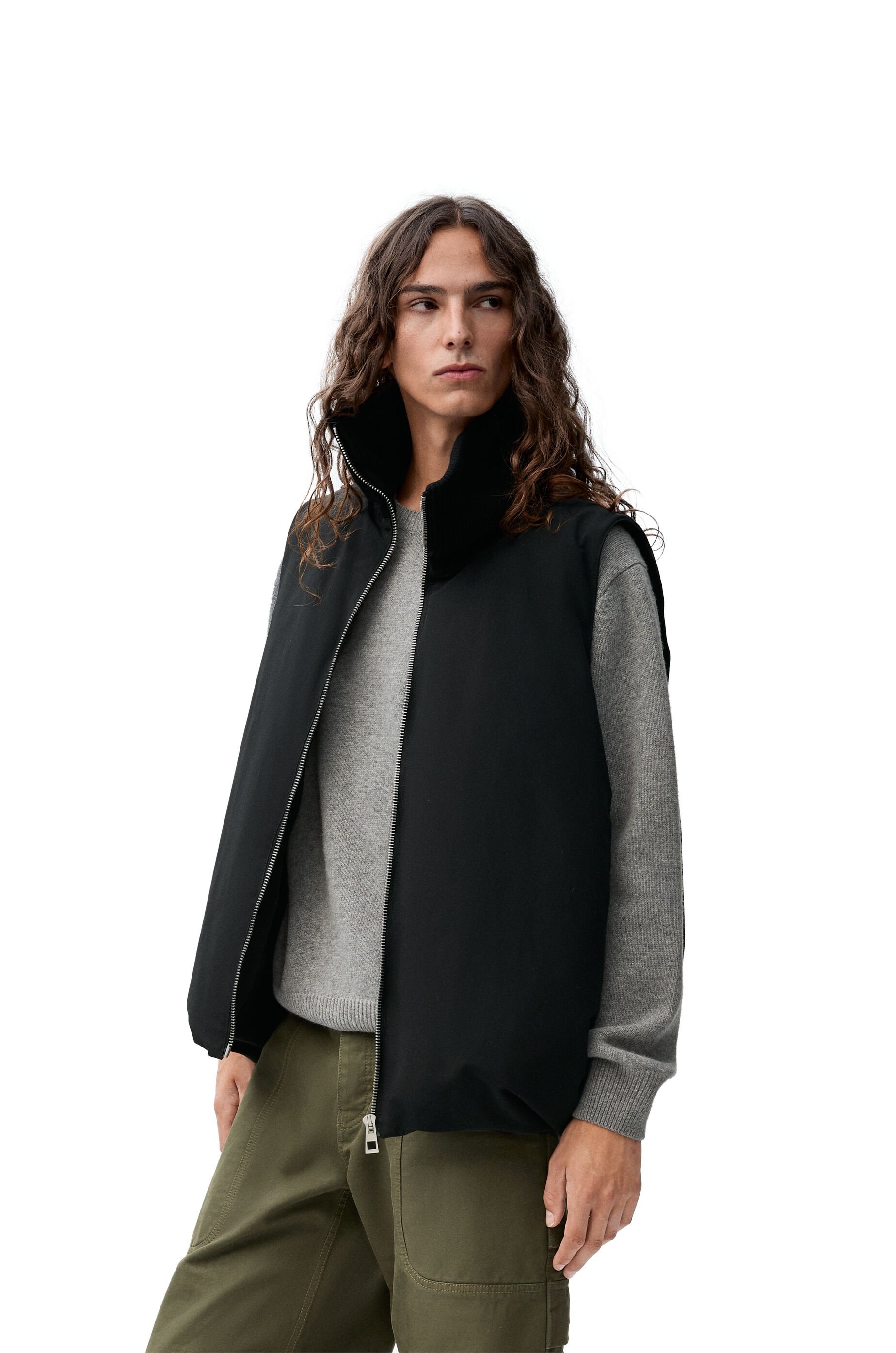 Puffer vest in technical cotton - 3