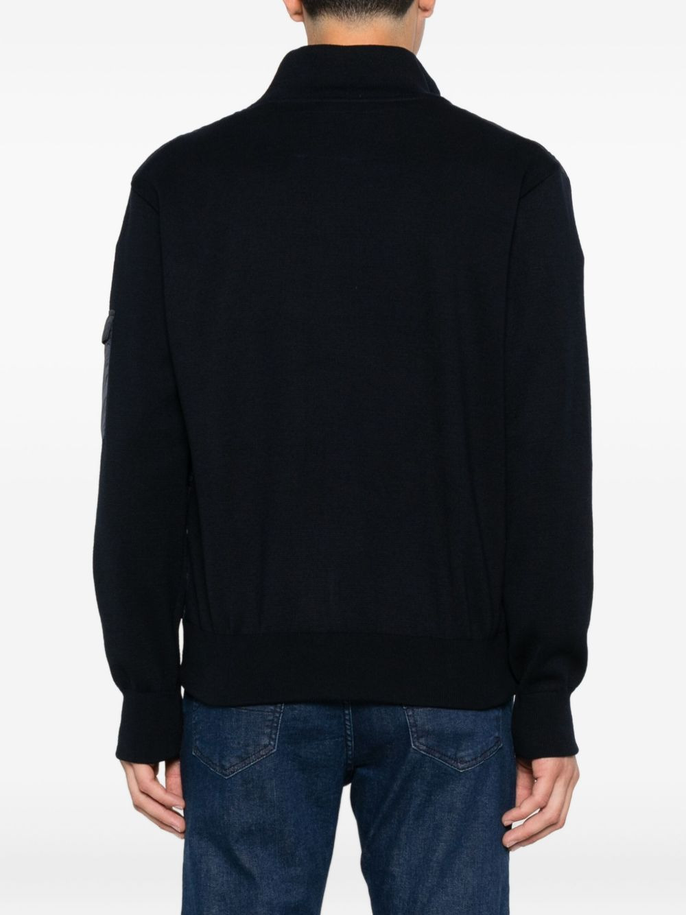 quilted wool-sleeve jacket - 4